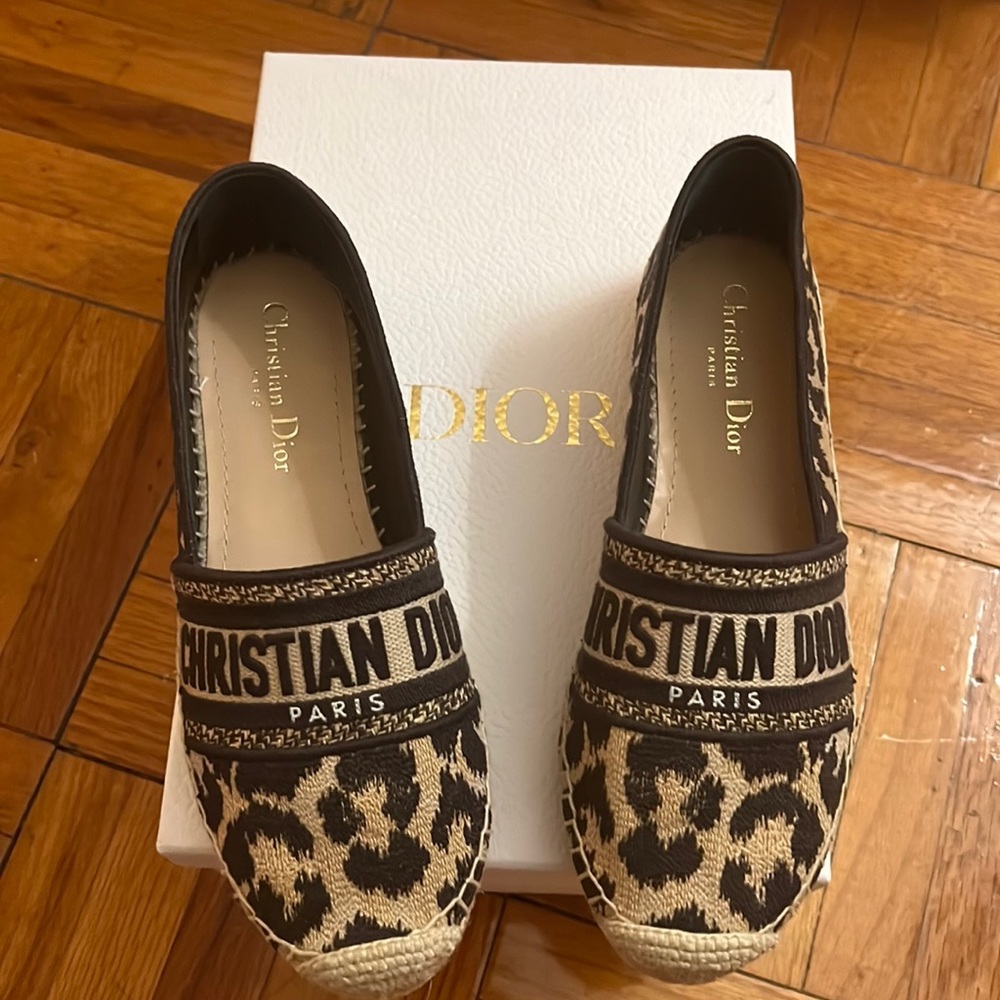 Christian Dior Leopard Print Espadrilles- brand new in dust bags & box